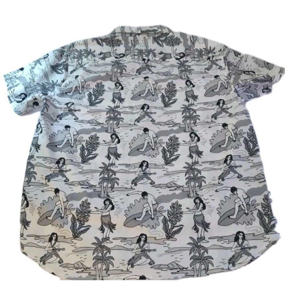 Men's XL Hawaiian Palm Trees Beach Surf Hula Summer Short Sleeve Shirt - Picture 5 of 8
